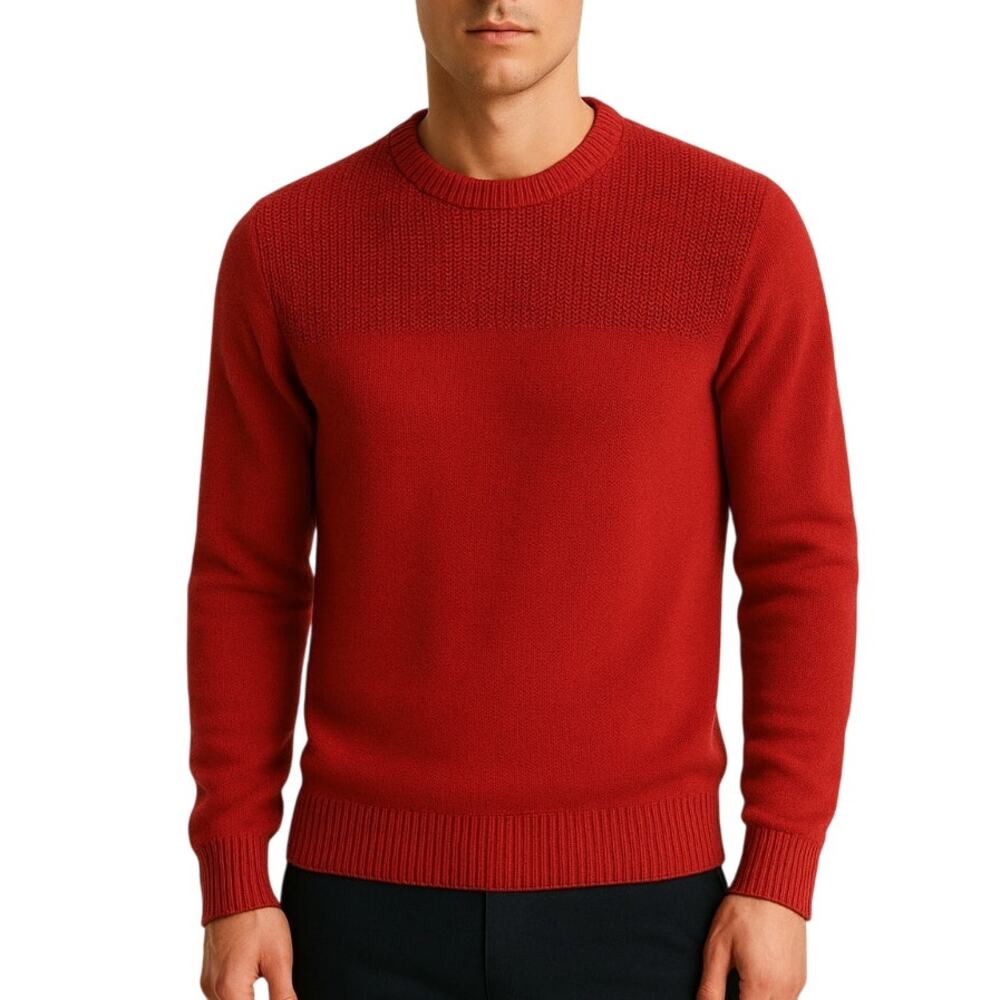 A.P.C. Men's Pima Cotton Sweater Mixed Knit Red Size S Preppy Relaxed Staple